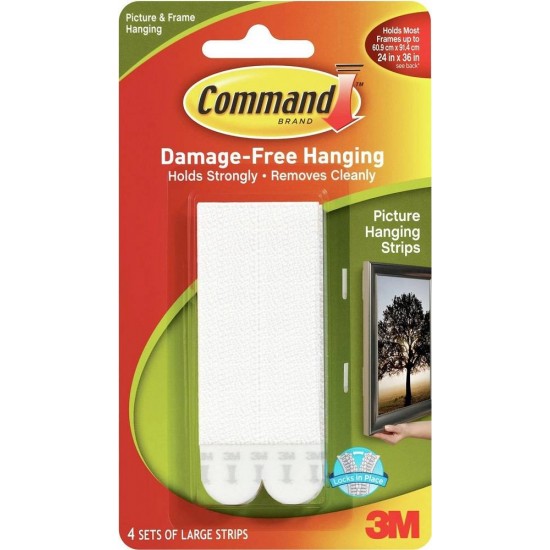 3M Command 17206 DamageFree Picture Hanging Strips Large 4'S 1.8kg
